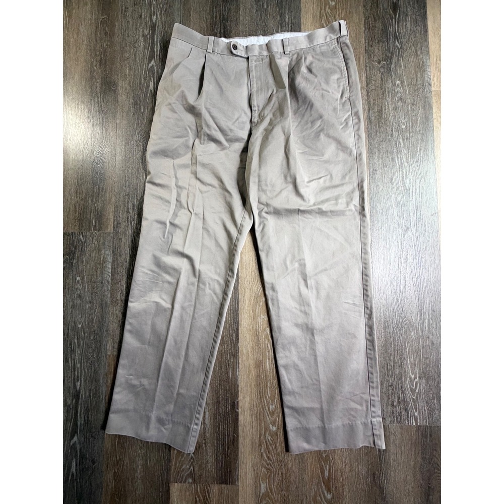 Joseph & Feiss Pleated Chino Pants Mens 40x34 Tan Khaki 100% Cotton Trousers